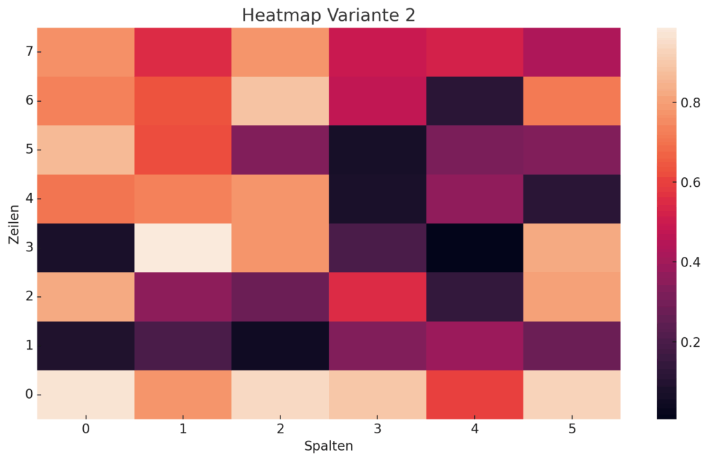 Die Heatmap zeigt die XYZ-Bildung beim Ω-Rezeptor. Es ist ein kontinuierlicher Abstieg erkennbar.